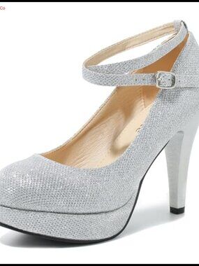 Platform Pumps Ankle Strap High Heel Closed Toe Synthetic PU Party Wedding